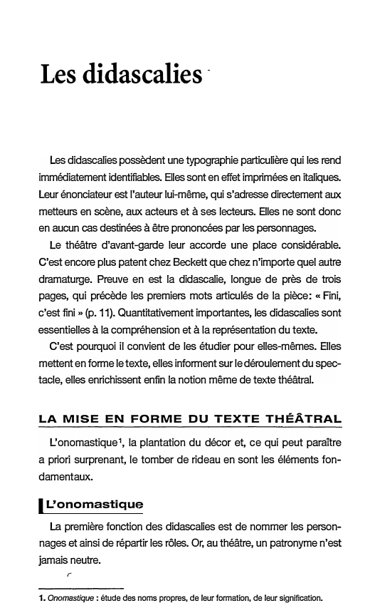 Prévisualisation du document Les didascalies: Fin de partie de Beckett