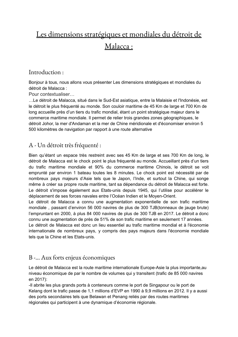 Prévisualisation du document Les dimensions stratégiques et mondiales du détroit de Malacca :