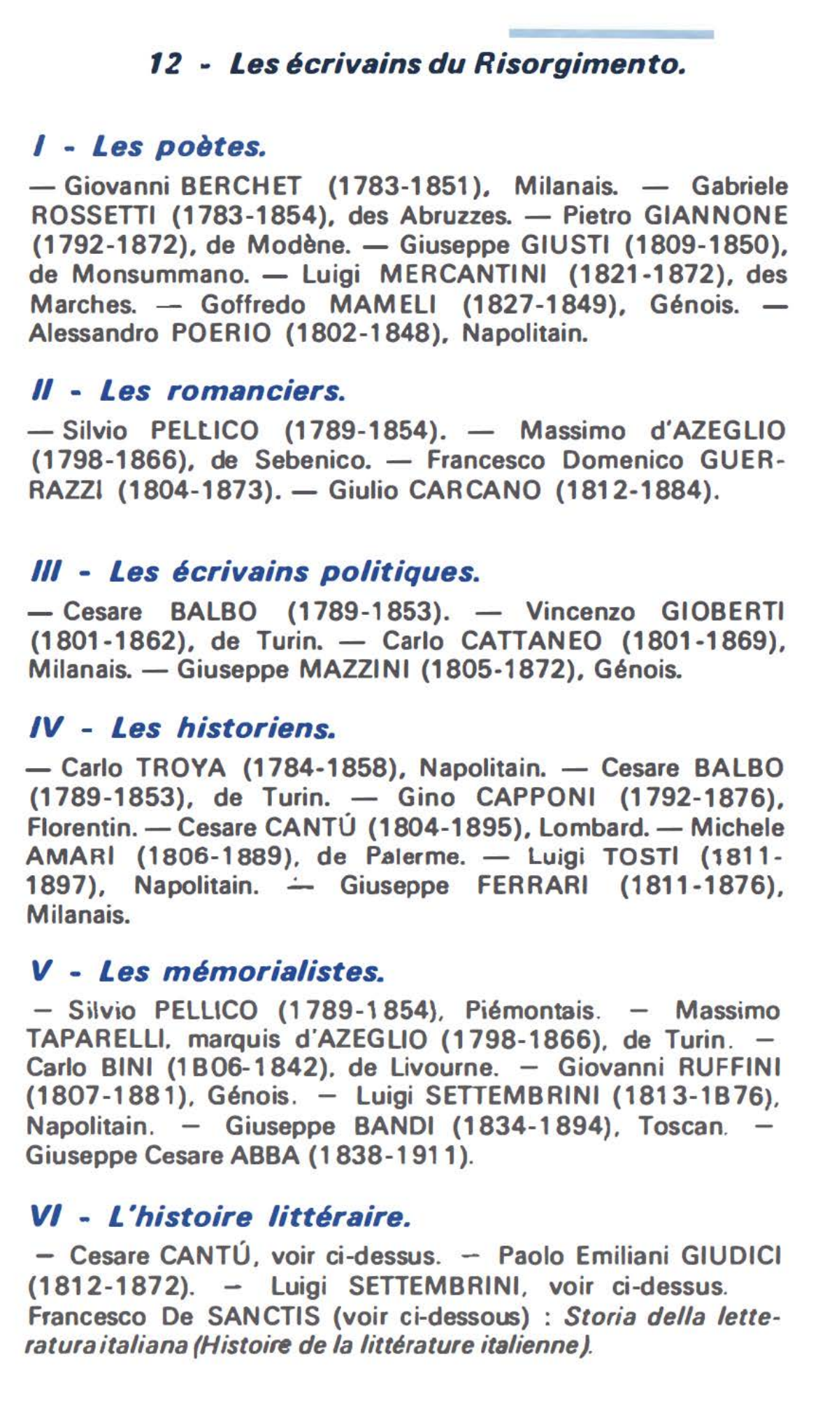 Prévisualisation du document Les écrivains du Risorgimento.
