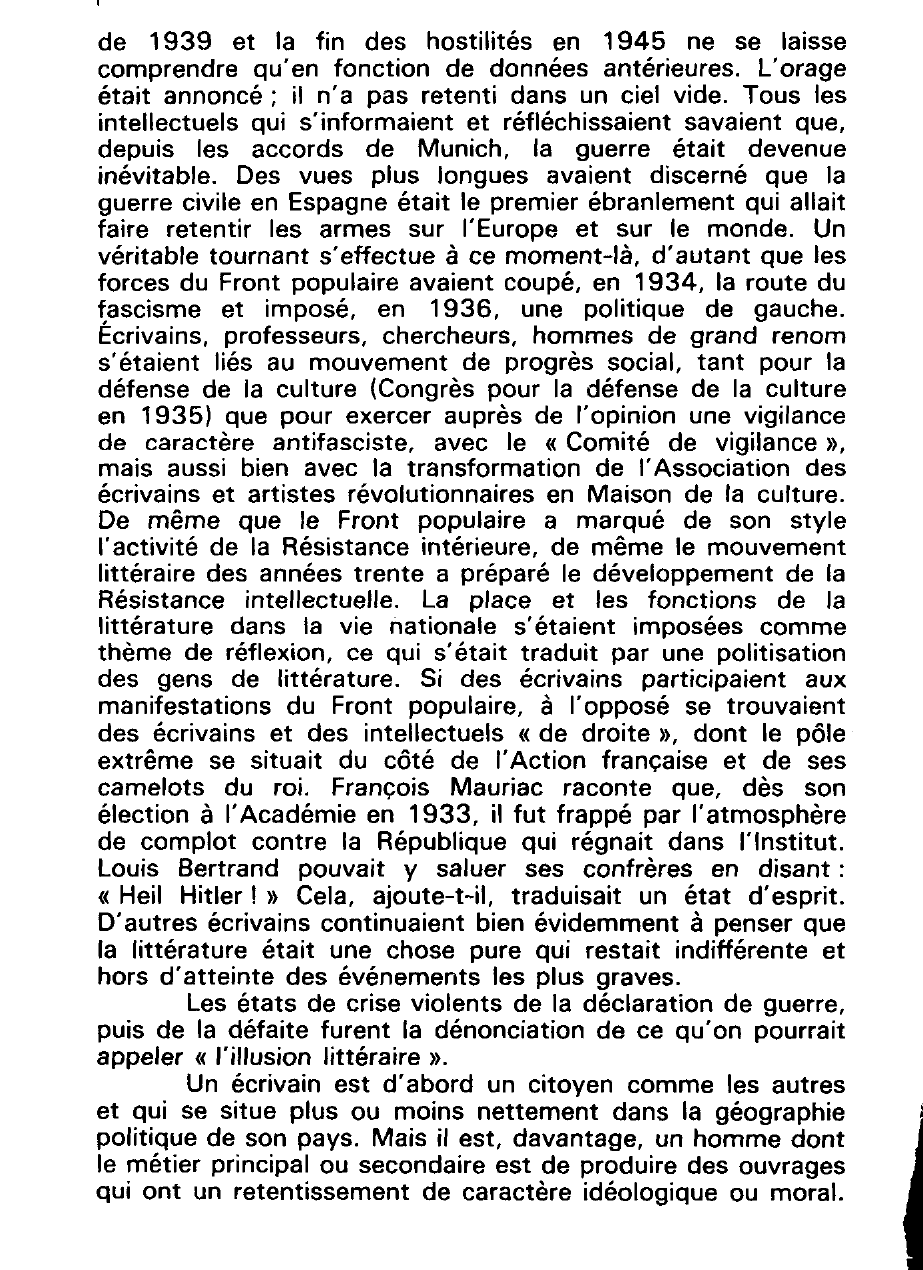 Prévisualisation du document LES ÉCRIVAINS ET LA SECONDE GUERRE MONDIALE