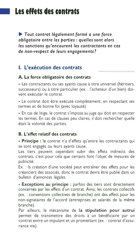 Prévisualisation du document • Les effets des contnts
► Tout contrat légalement formé a une force
obligatoire entre les parties : quelles sont...