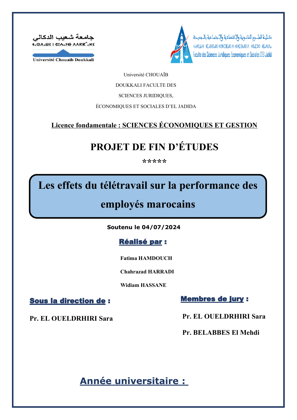Prévisualisation du document Les effets du télétravail sur la performance des employés marocains