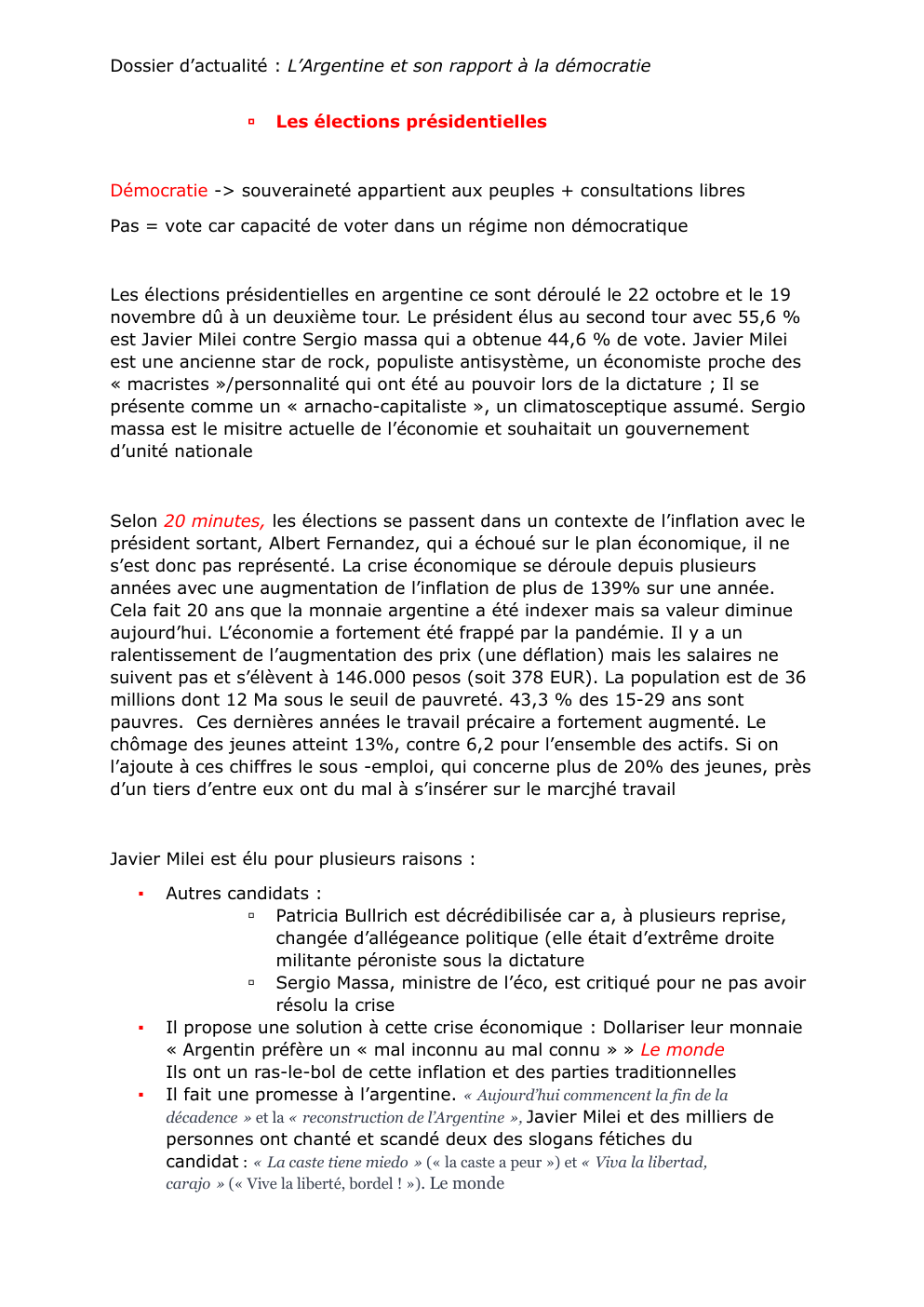 Prévisualisation du document Les éléctions en Argentine