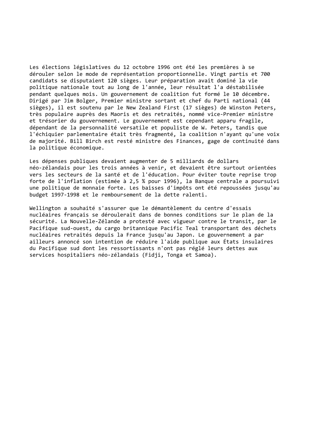 Prévisualisation du document Les élections législatives du 12 octobre 1996 ont été les premières à se
dérouler selon le mode de représentation proportionnelle....