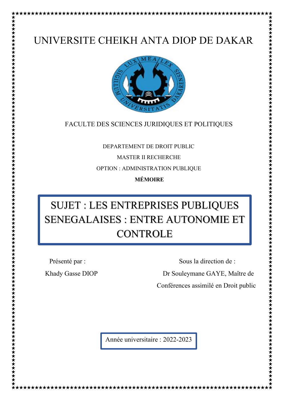 Prévisualisation du document Les entreprises publiques sénégalaises : entre autonomie et contrôle