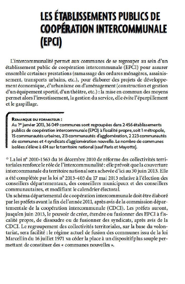 Prévisualisation du document LES ETABLISSEMENTS PUBLICS DE COOPÉRATION INTERCOMMUNALE (epci)