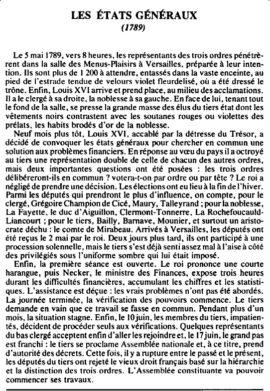 Prévisualisation du document LES ÉTATS GÉNÉRAUX(1789) - HISTOIRE.