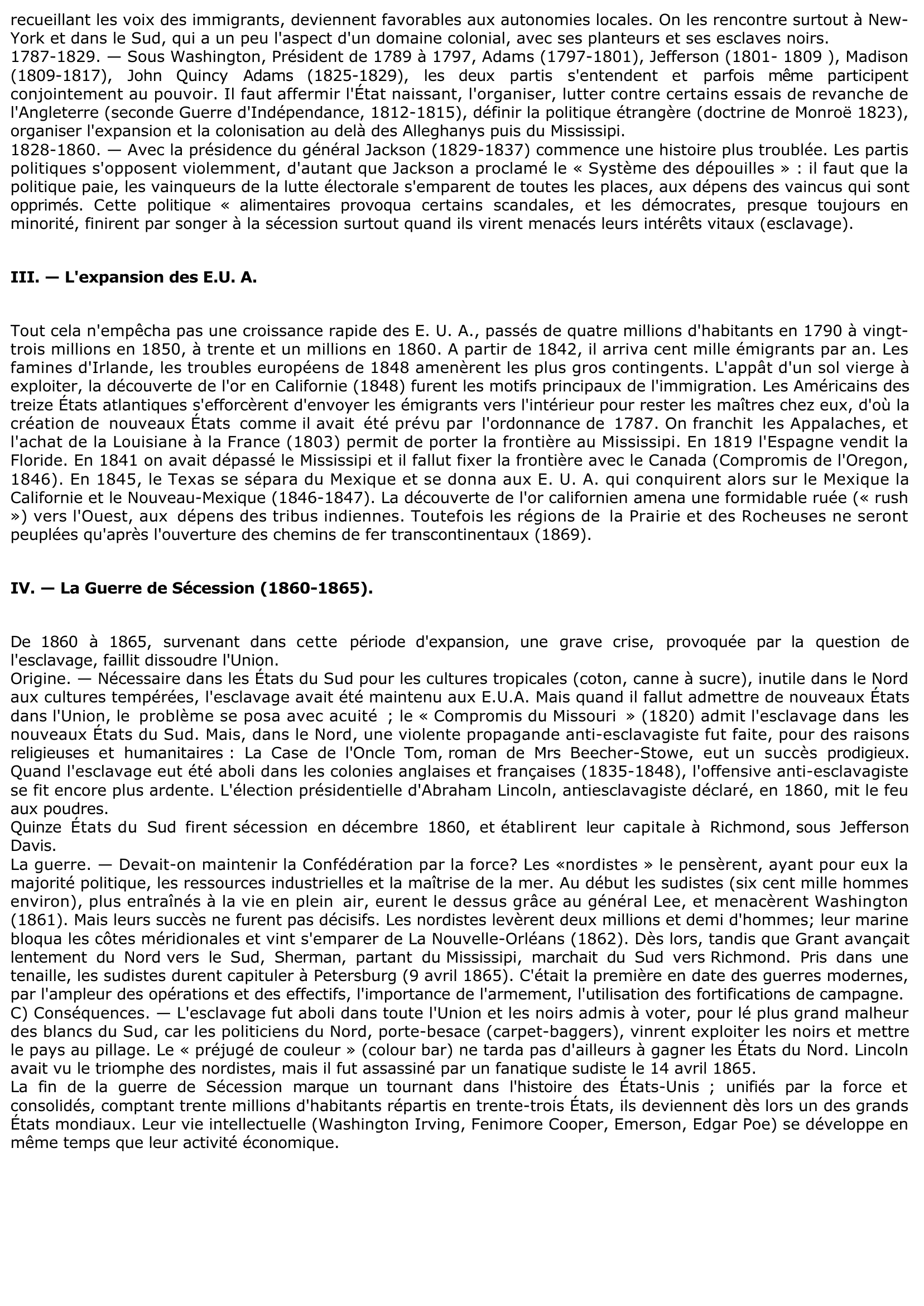 Prévisualisation du document LES ÉTATS-UNIS DE 1787 A 1865 (histoire)