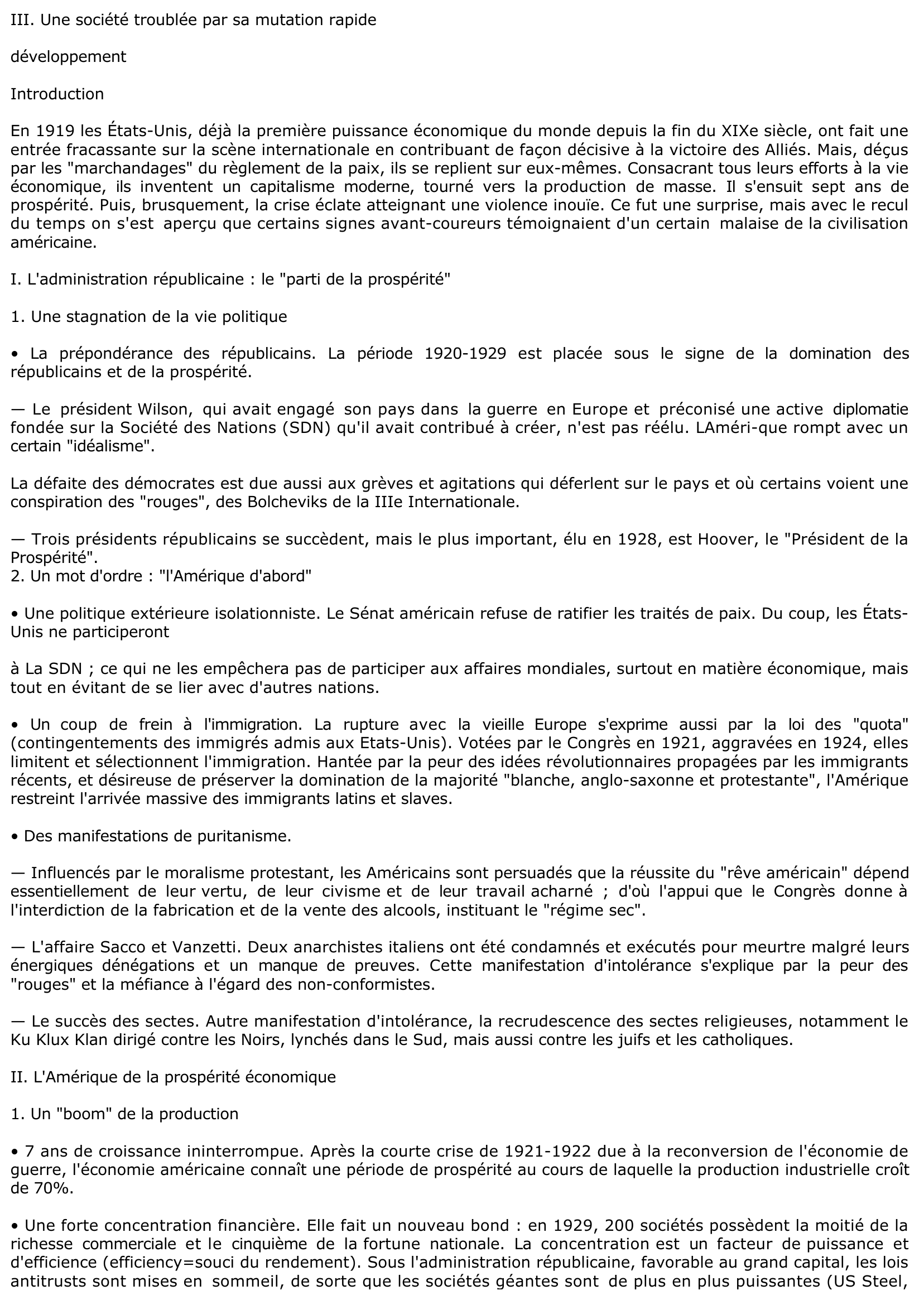 Prévisualisation du document Les États-Unis de la fin de la Première Guerre mondiale à la veille de la crise de 1929 (Histoire)