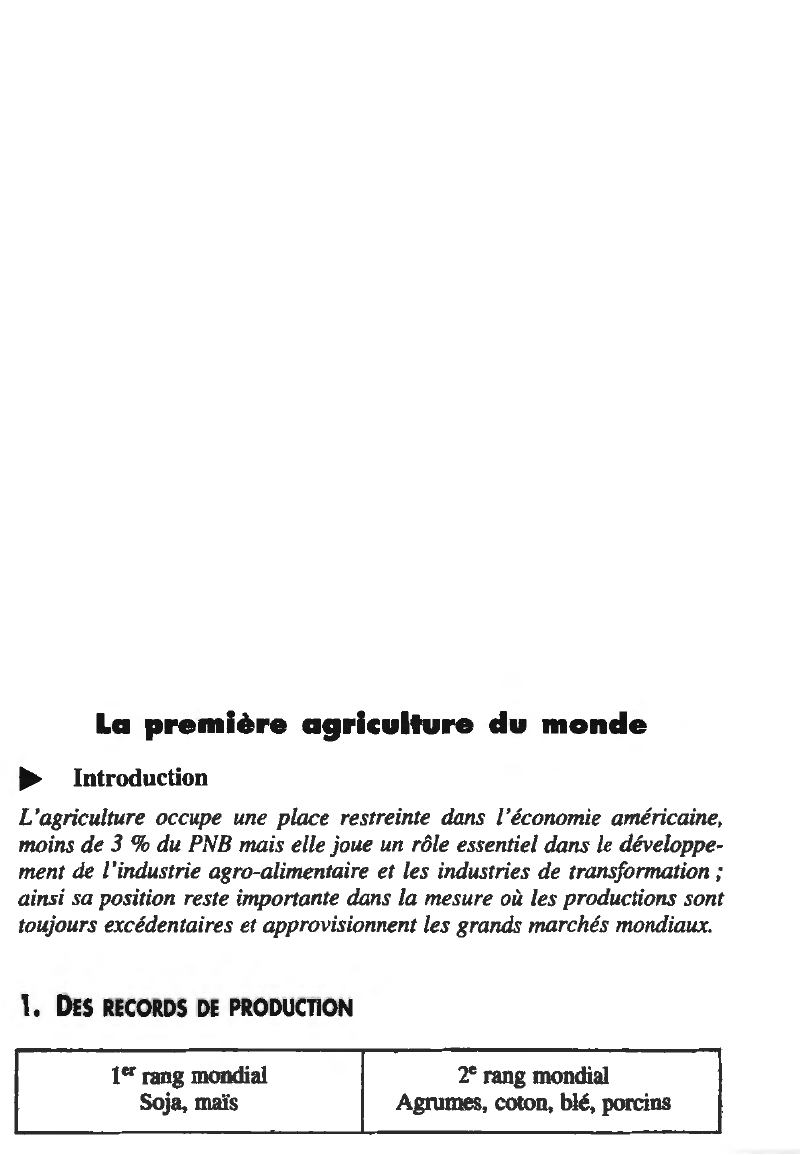 Prévisualisation du document LES ÉTATS-UNIS — LA PREMIÈRE AGRICULTURE MONDIALE