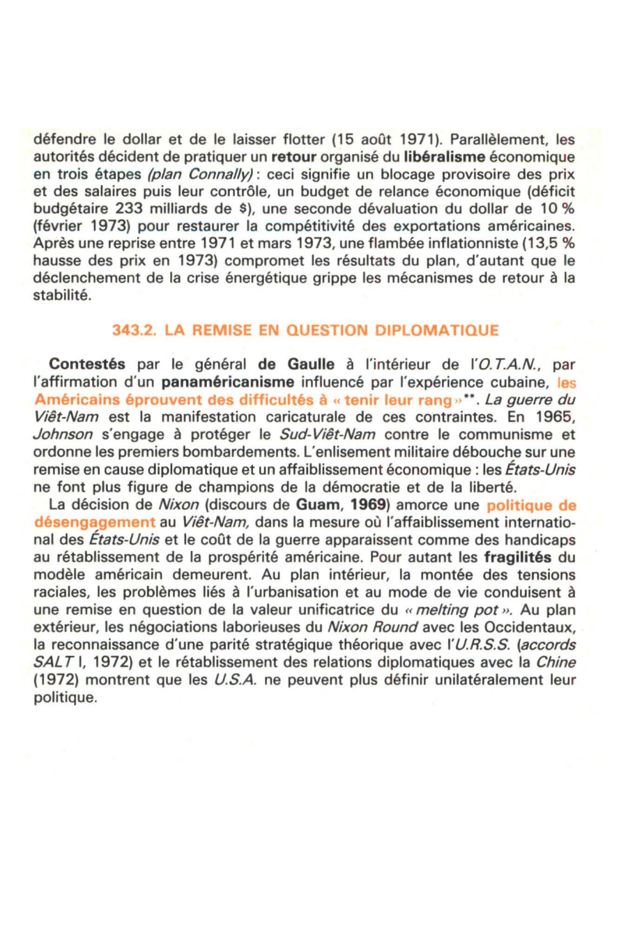 Prévisualisation du document Les ETATS-UNIS : LE POIDS D'UN LEADERSHIP CONTESTÉ (1965-1973) - Histoire