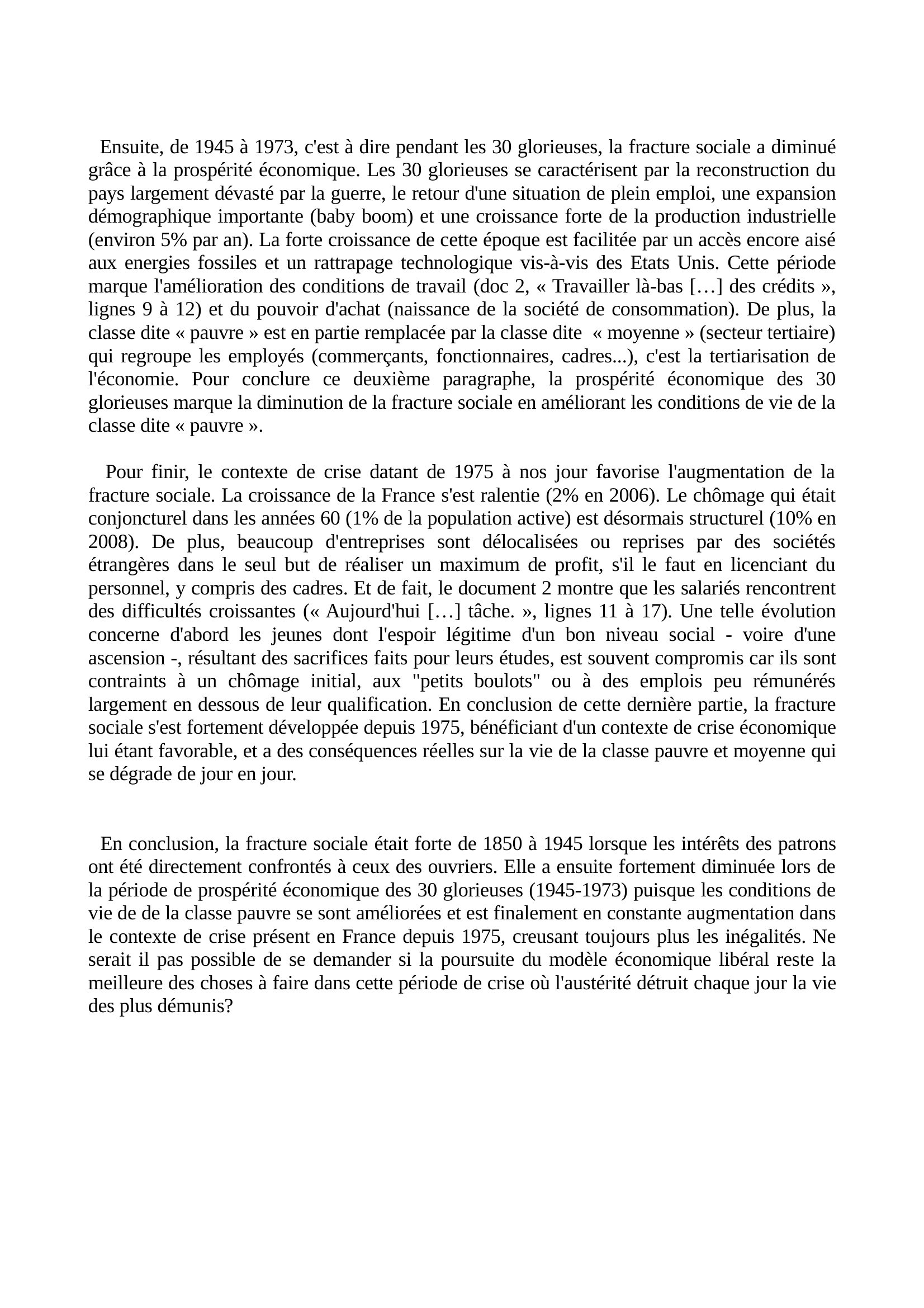 Prévisualisation du document Les évolutions de la fracture sociale en France depuis les années 1850 (histoire)