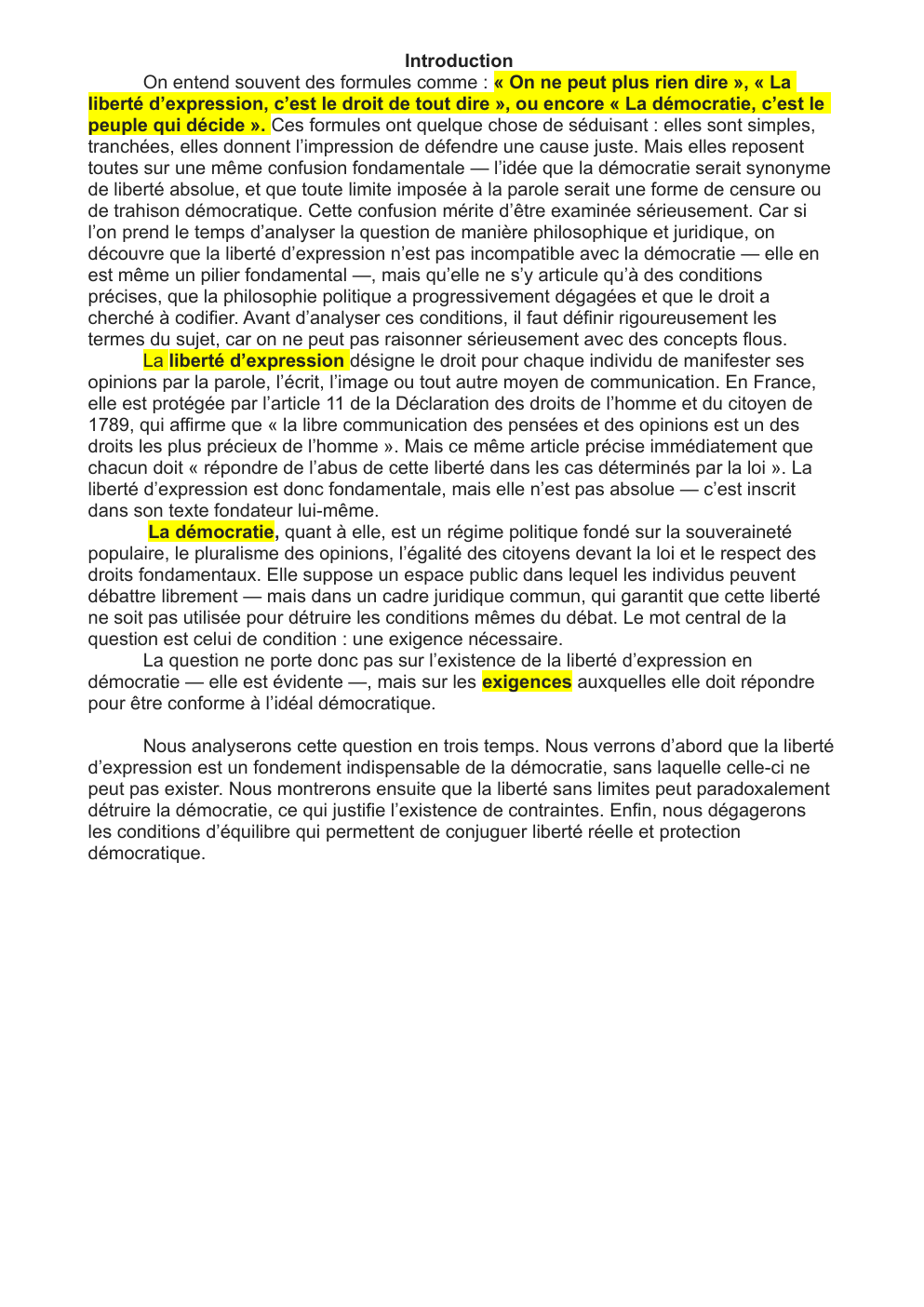 Prévisualisation du document Les exigences de la liberté d'expression