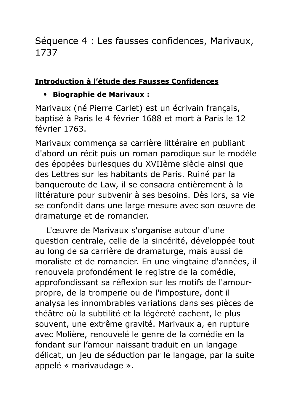 Prévisualisation du document Les fausses confidences, Marivaux