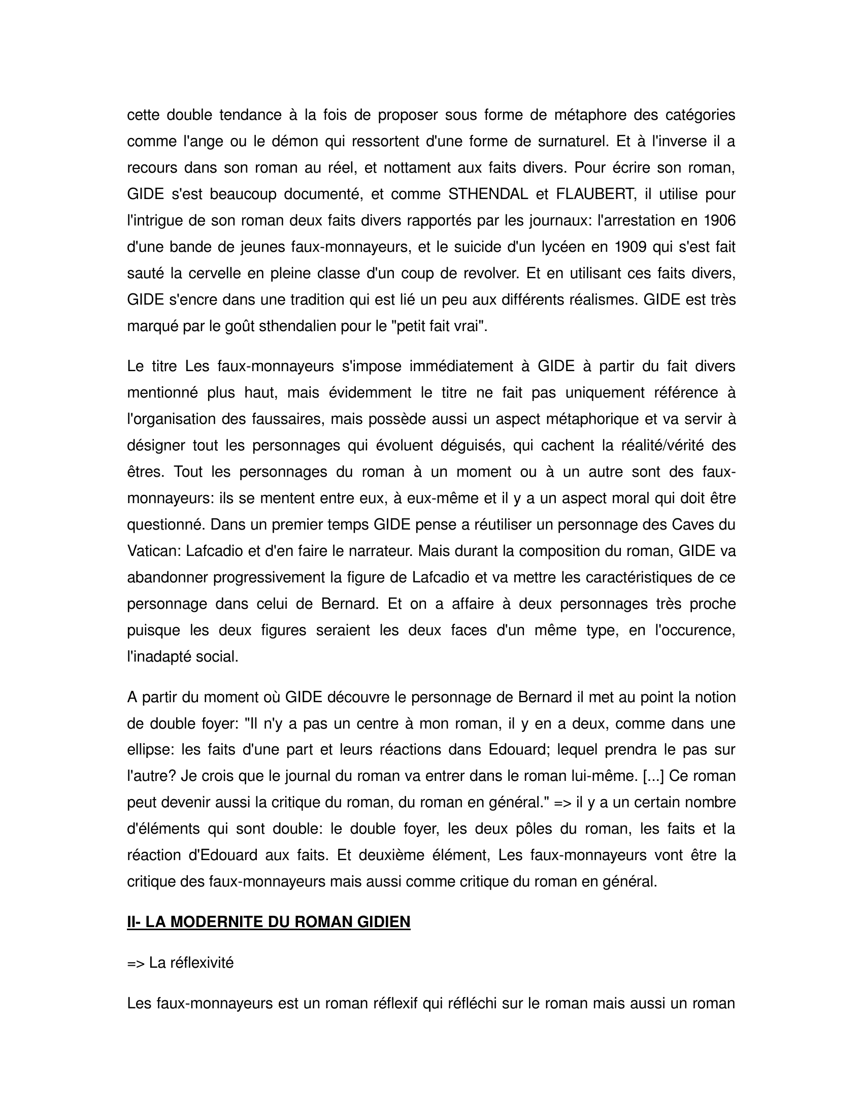 Prévisualisation du document Les Faux-monnayeurs, André Gide - Genèse et modernité