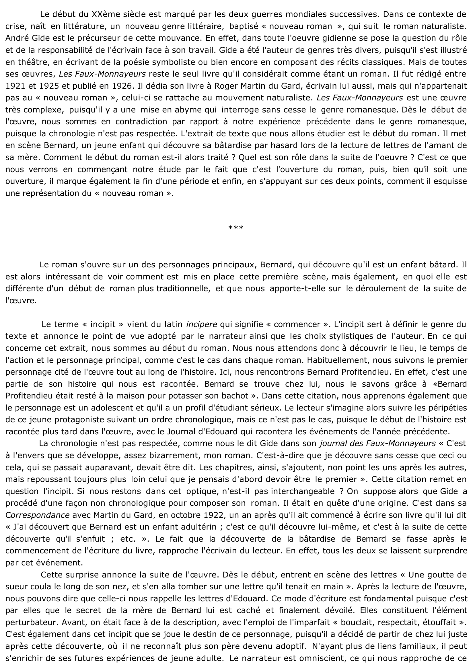Prévisualisation du document Les Faux-Monnayeurs, incipit (André Gide)