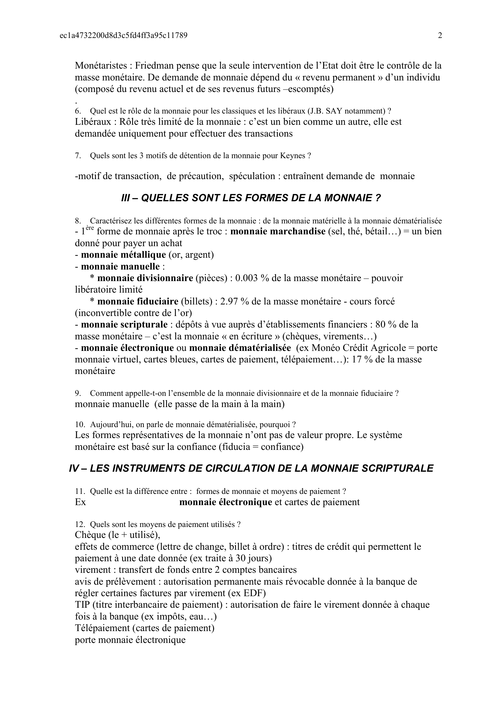 Prévisualisation du document LES FONCTIONS ET LES FORMES DE LA MONNAIE