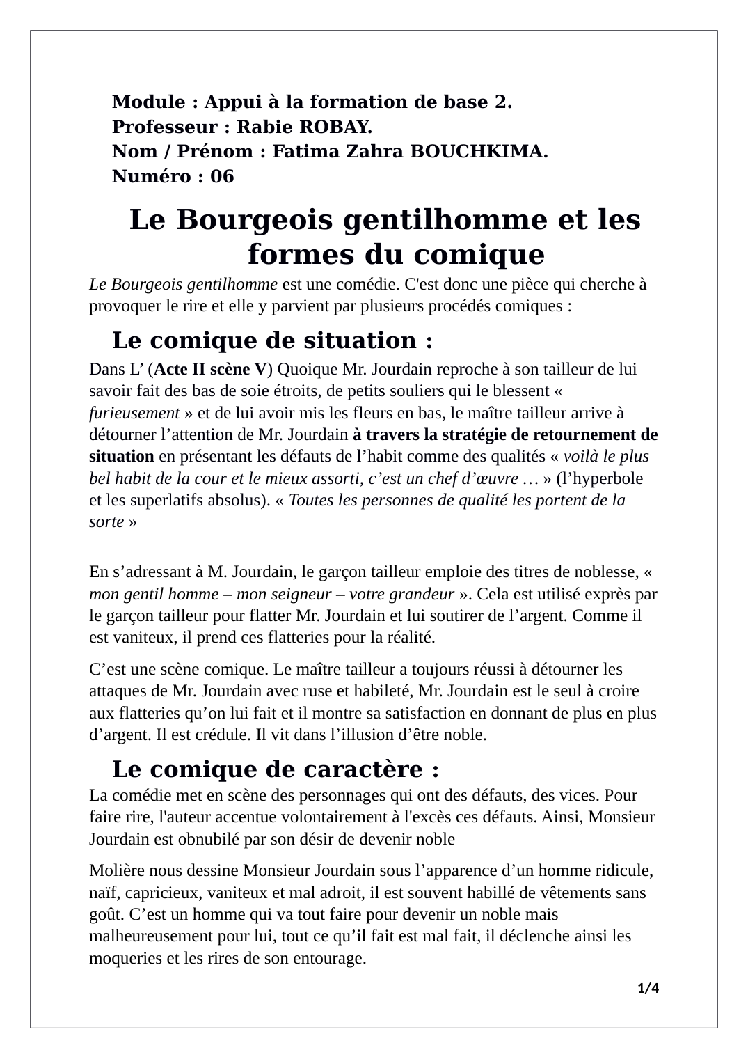 Prévisualisation du document Les formes de comique dans le Bourgeois gentilhomme de Molière