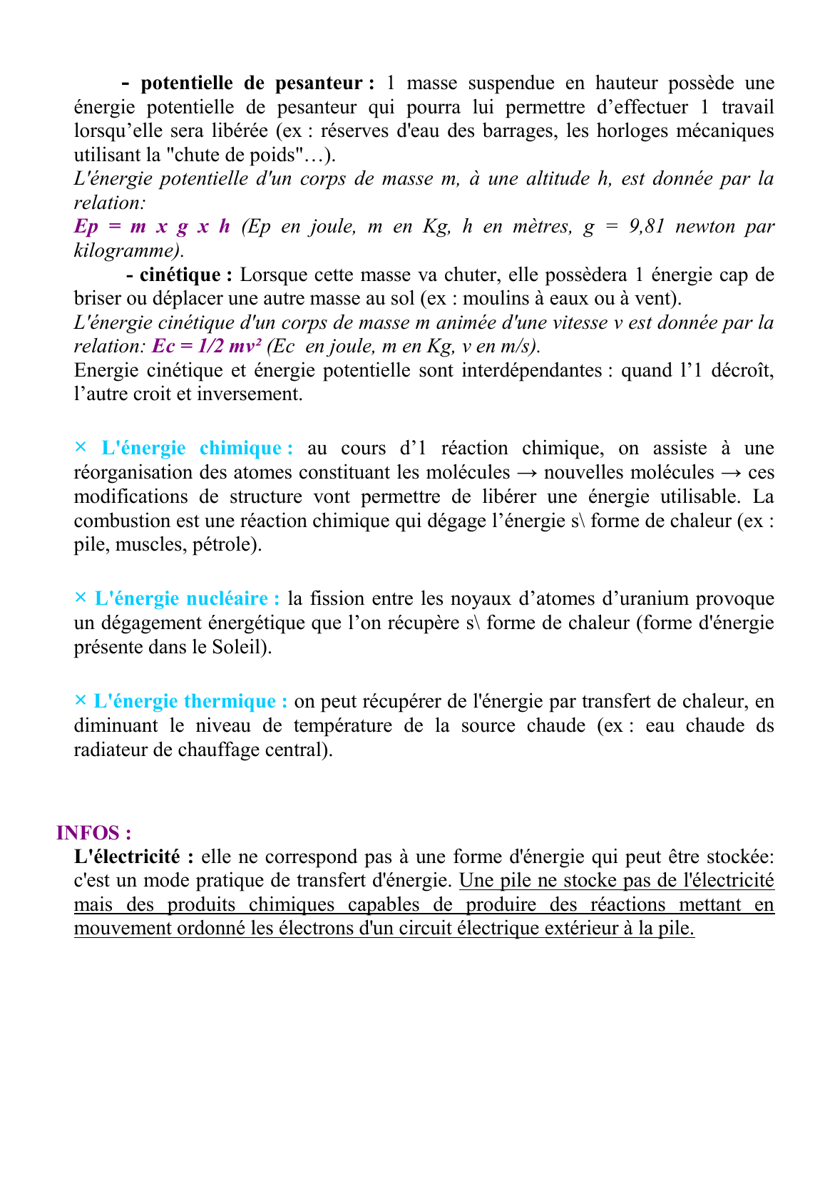 Prévisualisation du document LES FORMES D'ENERGIE
Synthèse construite par Sylvain
sylvain.