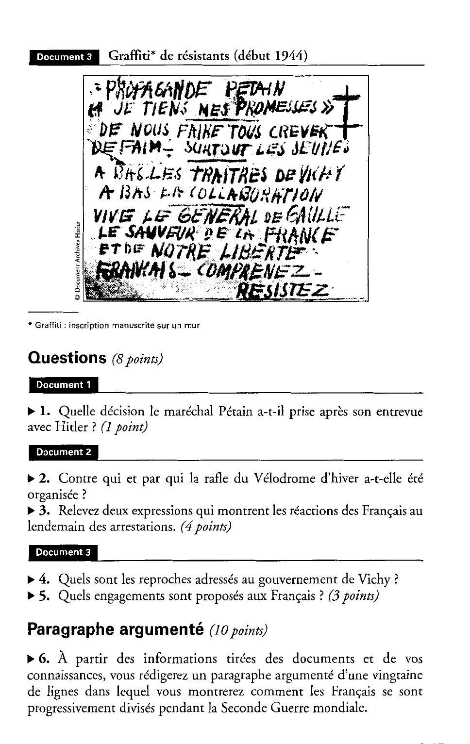 Prévisualisation du document Les Français divisés pendant la Seconde Guerre mondiale ?