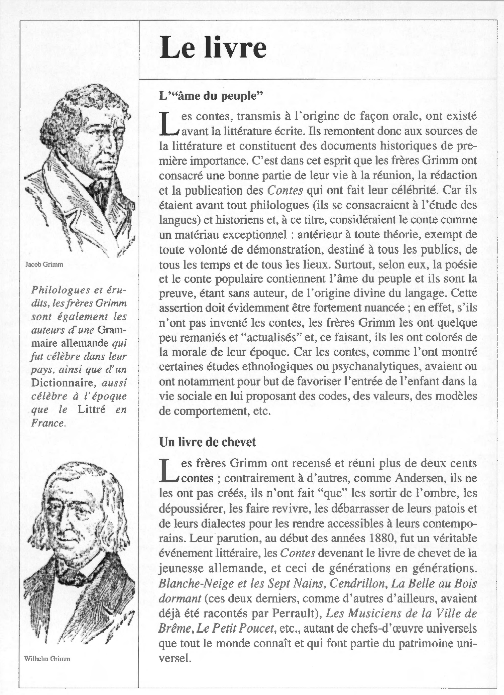 Prévisualisation du document Les frères GRIMM : Contes