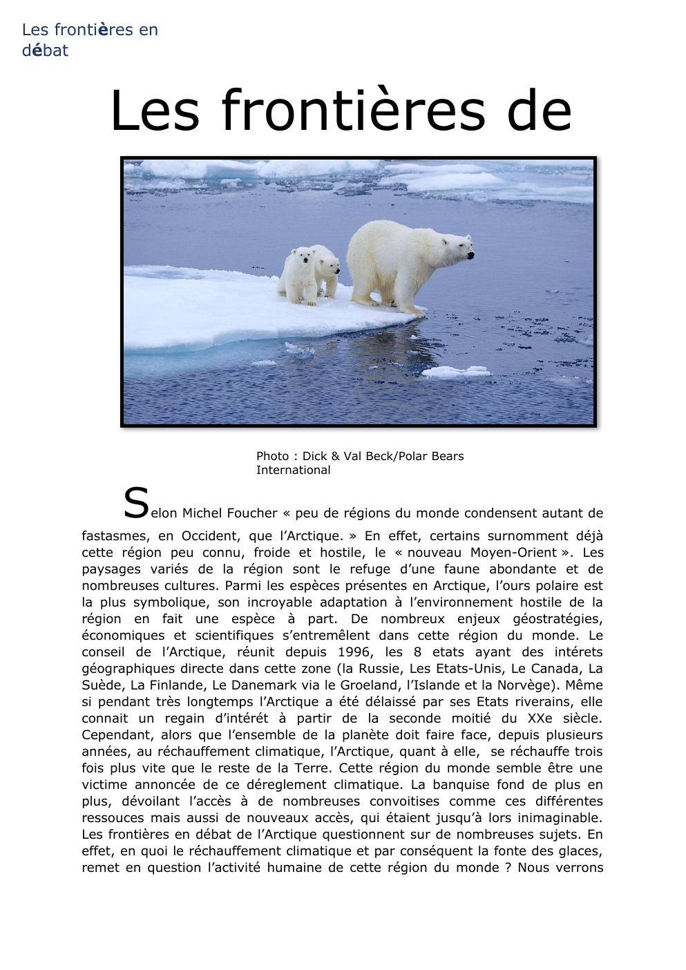 Prévisualisation du document Les frontières de l'Arctique