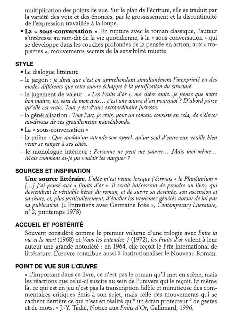 Prévisualisation du document Les Fruits d’or de  Nathalie Sarraute (résumé de l'oeuvre & analyse détaillée)