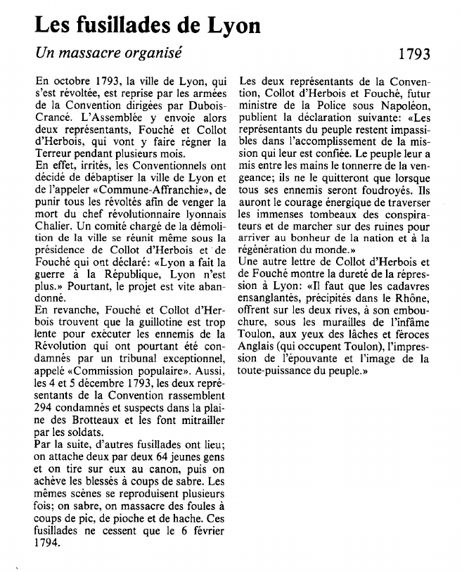 Prévisualisation du document Les fusillades de LyonUn massacre organisé.