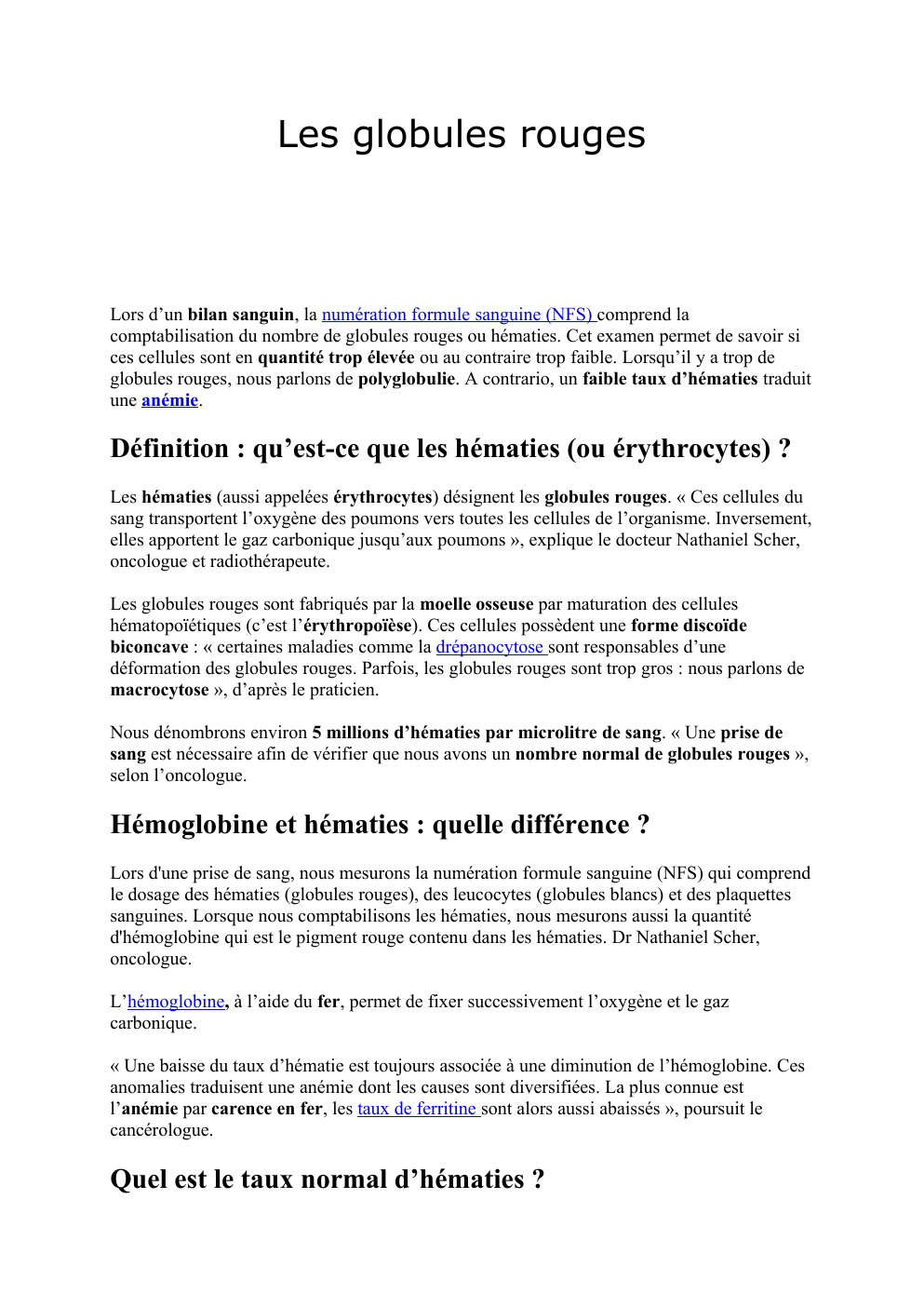 Prévisualisation du document les globules rouges
