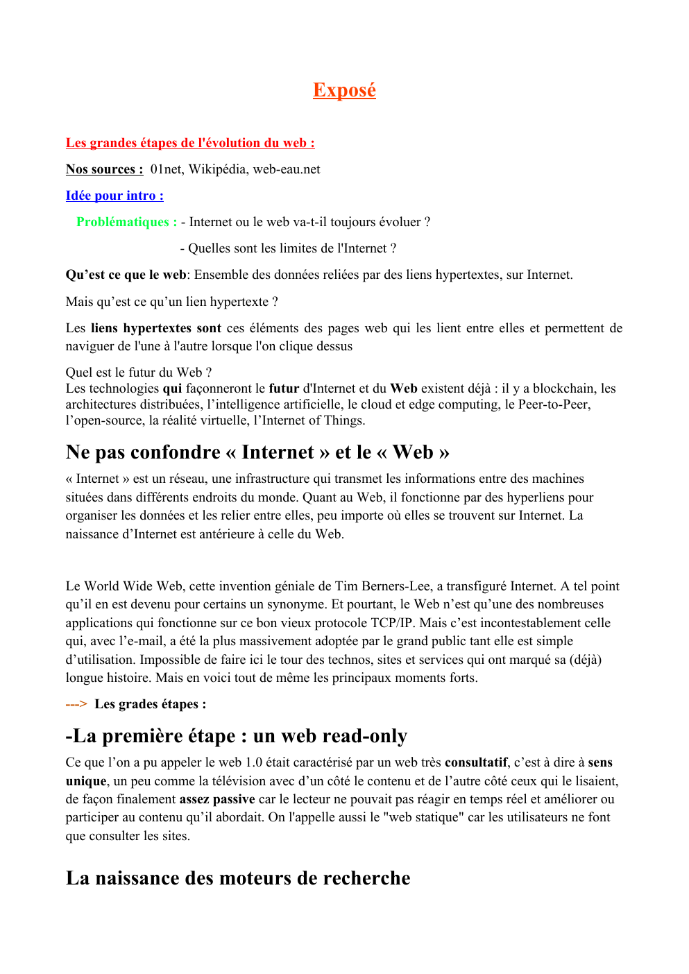 Prévisualisation du document Les grandes étapes de l'évolution du web