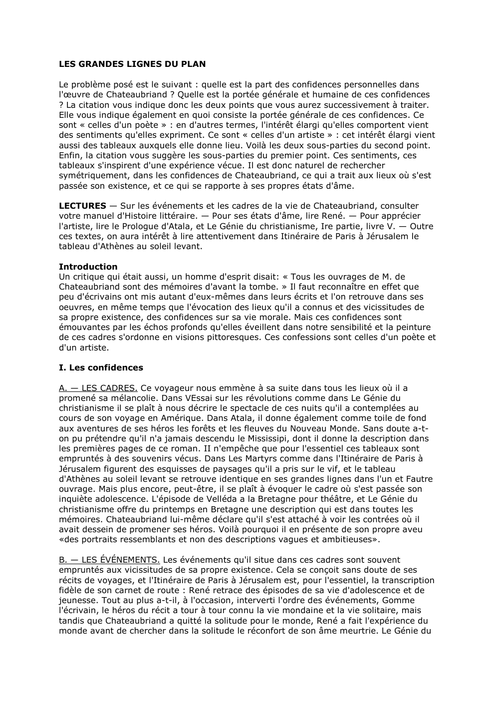 Prévisualisation du document LES GRANDES LIGNES DU PLAN
Le problème posé est le suivant : quelle est la part des confidences personnelles dans...