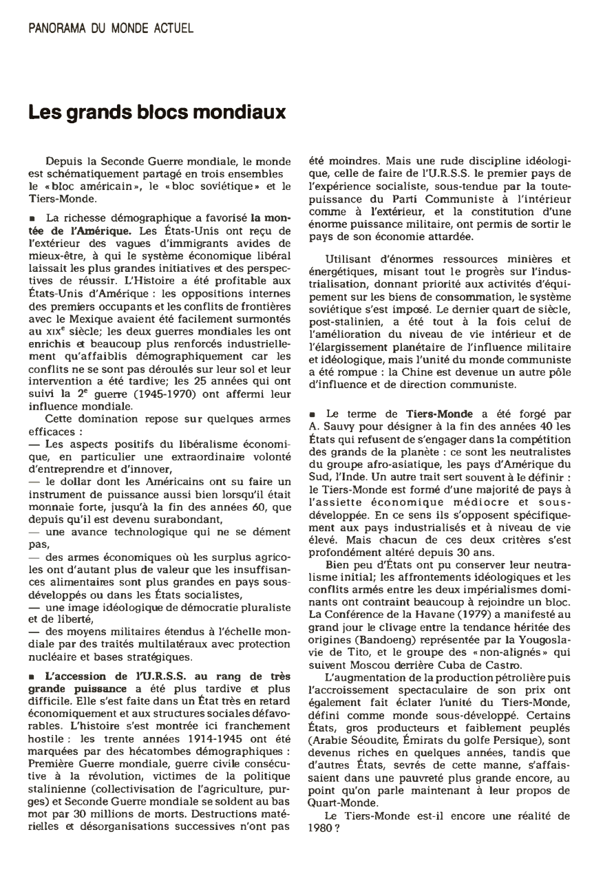 Prévisualisation du document Les grands blocs mondiaux (en 1980)