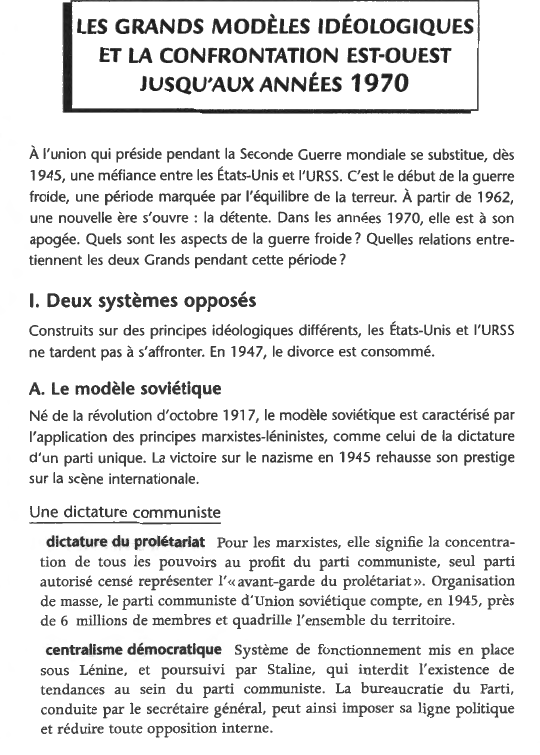 Prévisualisation du document LES GRANDS MODÈLES IDÉOLOGIQUES ET LA CONFRONTATION EST-OUEST JUSQU'AUX ANNÉES 1970