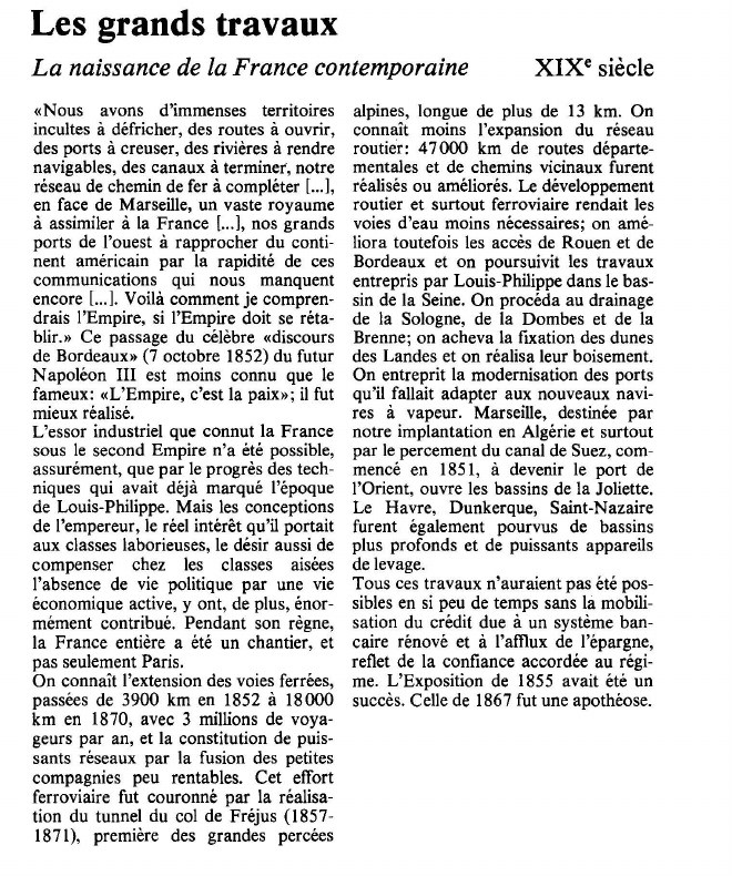 Prévisualisation du document Les grands travauxLa naissance de la France contemporaine.