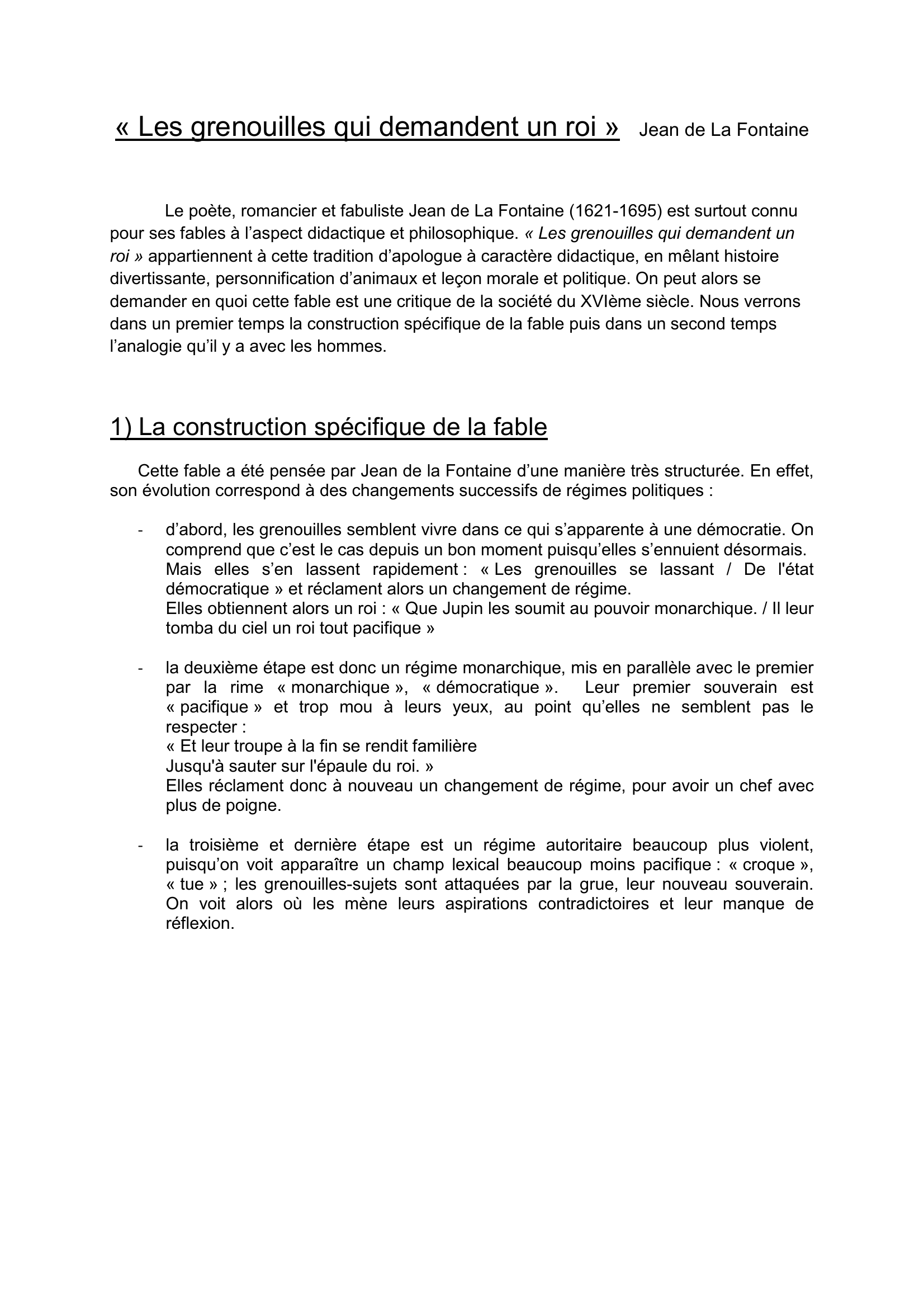 Prévisualisation du document LES GRENOUILLES QUI DEMANDENT UN ROI - LA FONTAINE