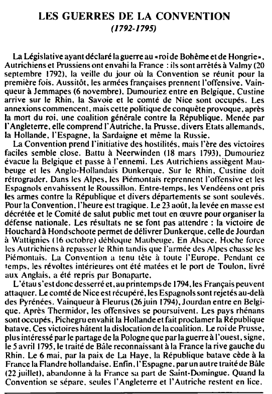 Prévisualisation du document LES GUERRES DE LA CONVENTION( 1792- 1795) - HISTOIRE.