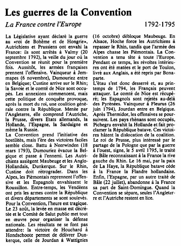 Prévisualisation du document Les guerres de la Convention:La France contre l'Europe.