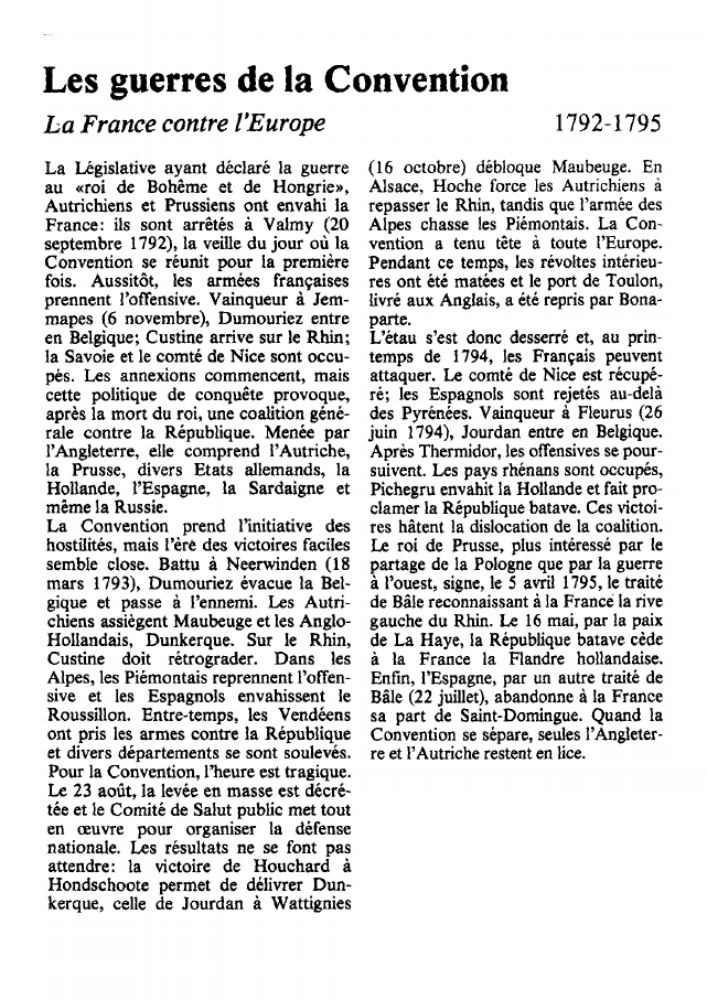 Prévisualisation du document Les guerres de la ConventionLa France contre l'Europe.
