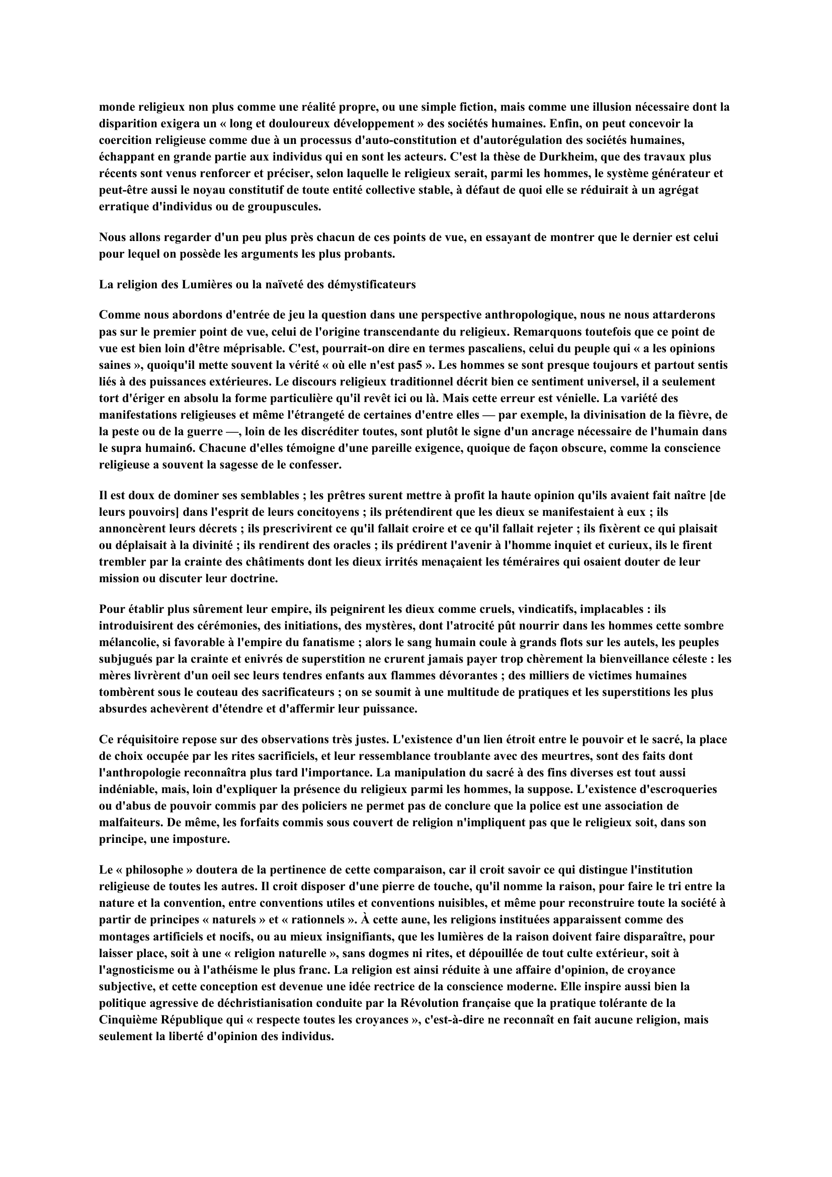 Prévisualisation du document Les hommes peuvent-ils se passer de toute religion ?