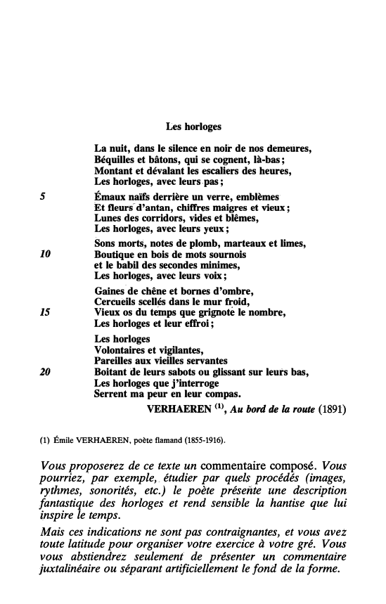 Prévisualisation du document Les horloges d'Émile VERHAEREN - commentaire