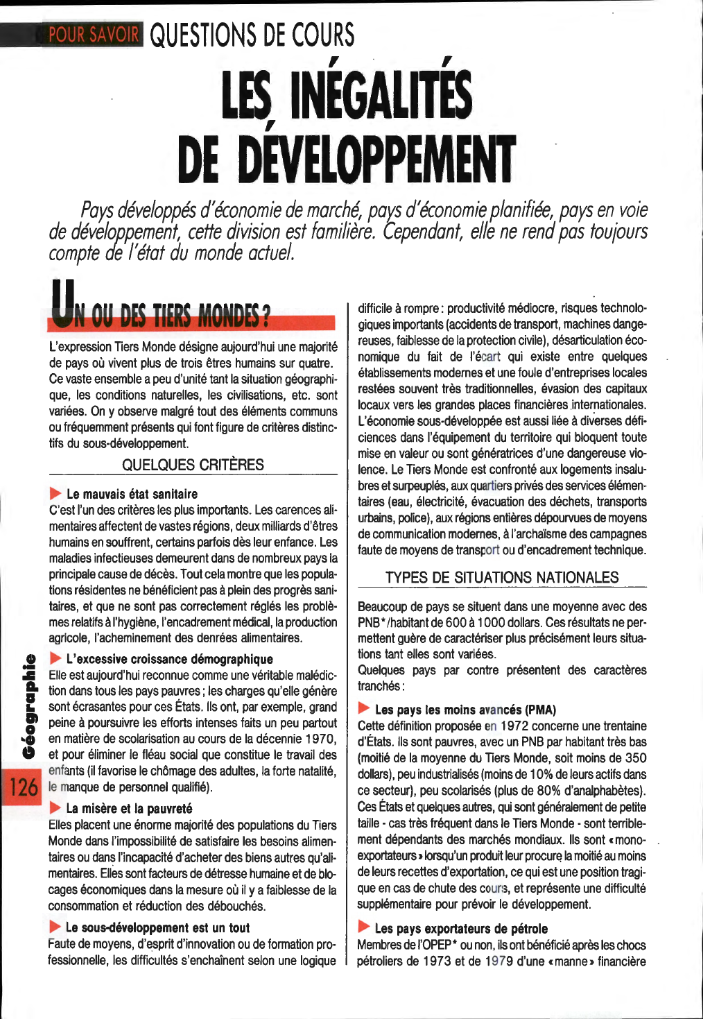 Prévisualisation du document LES INÉGALITÉS DE DÉVELOPPEMENT