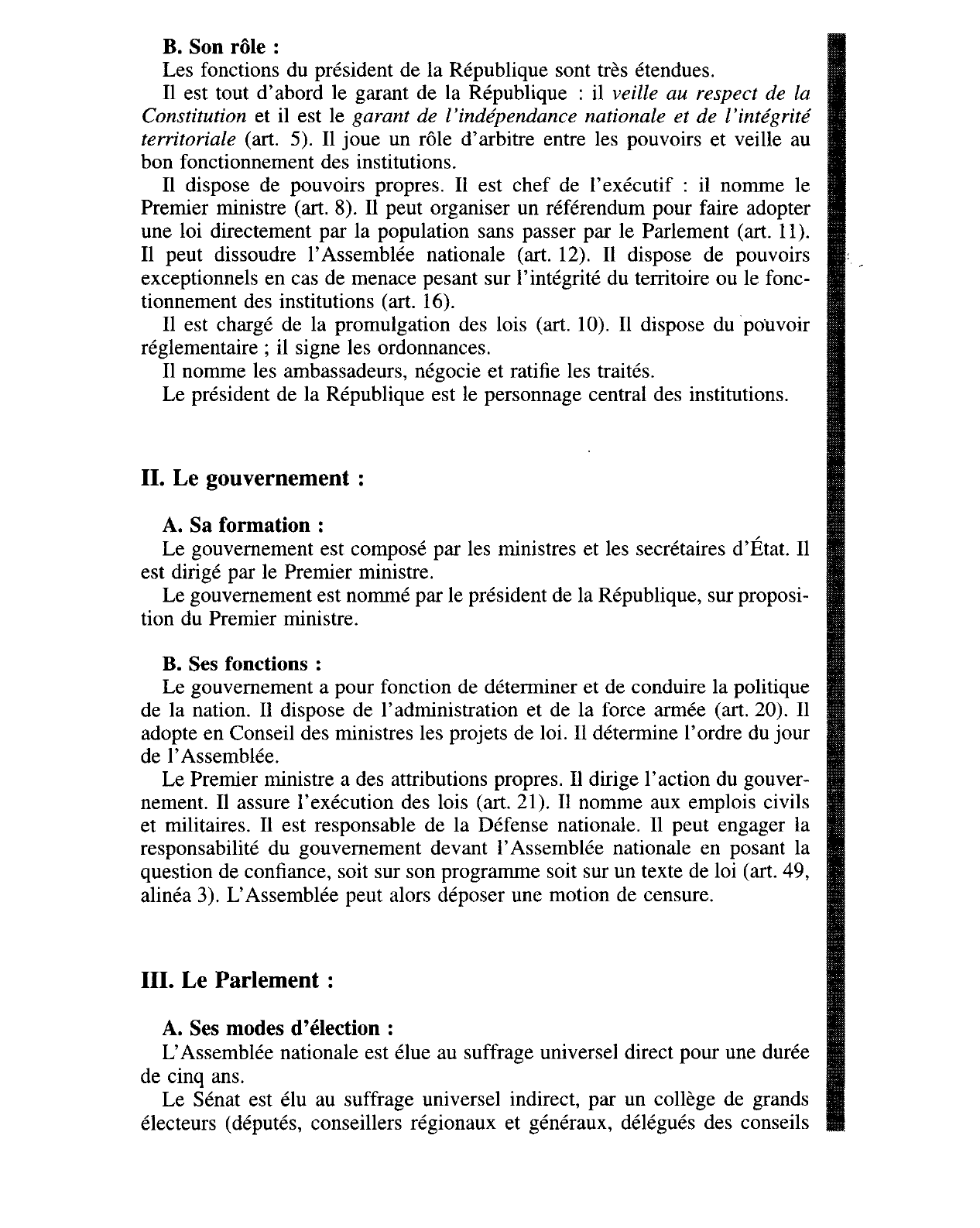 Prévisualisation du document Les institutions de la Cinquième République en France