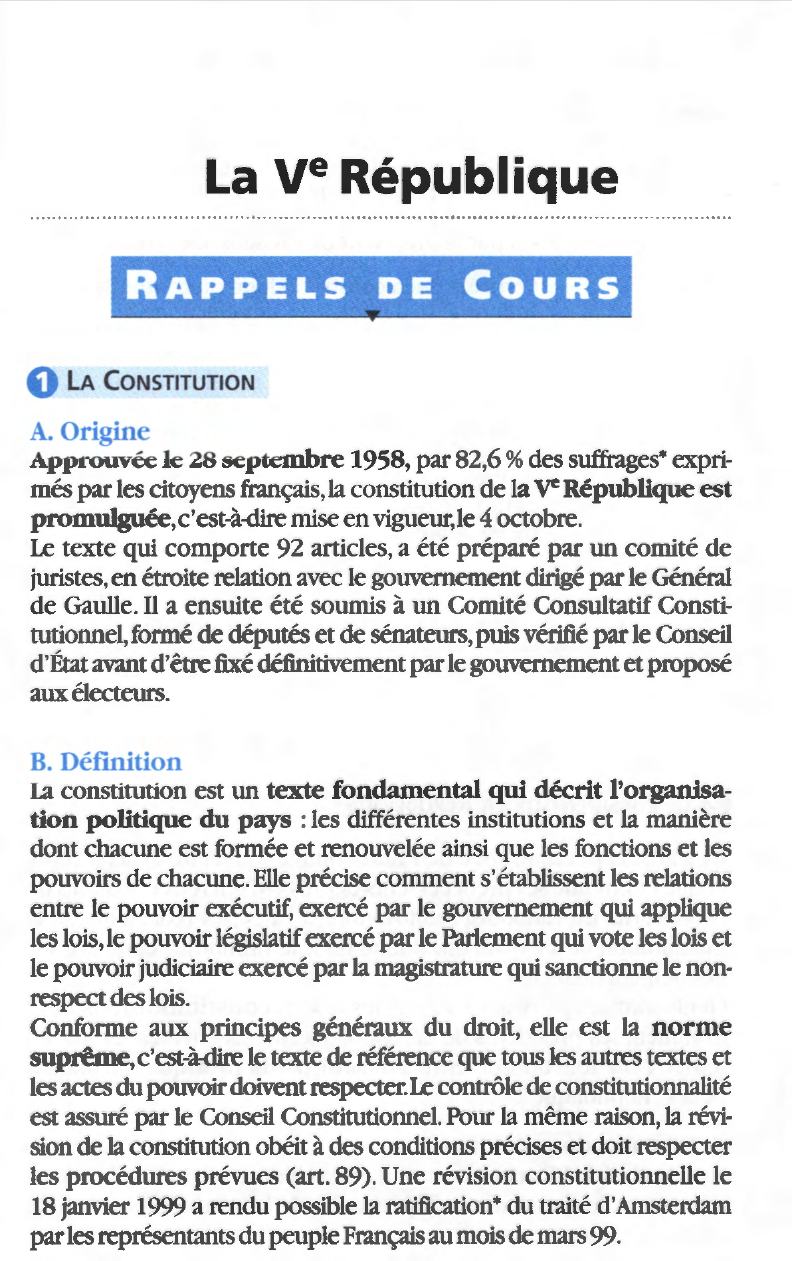 Prévisualisation du document Les institutions de la Ve République ?