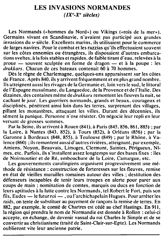 Prévisualisation du document LES INVASIONS NORMANDES(IXe-Xe siècles) - HISTOIRE.