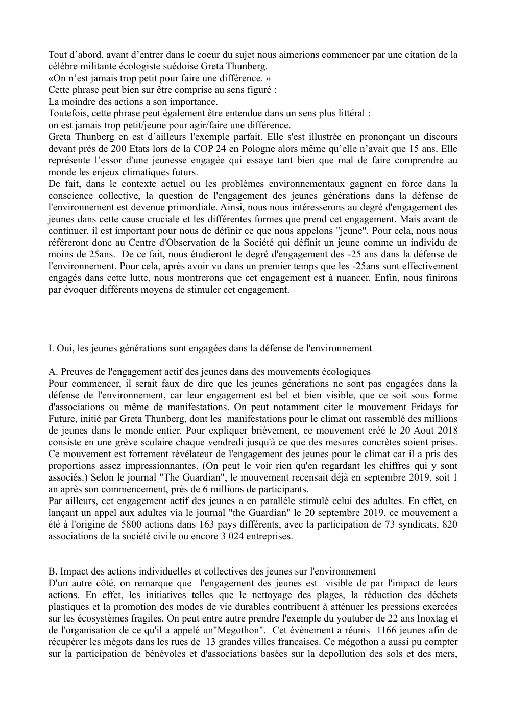 Prévisualisation du document Les jeunes générations sont-elles engagées dans la défense de l'environnement?