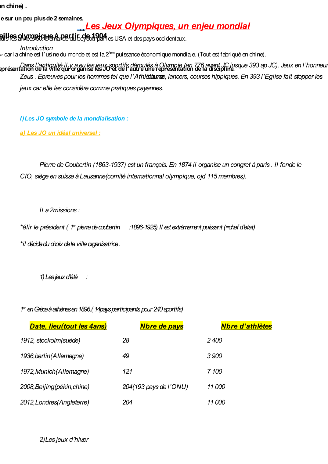 Prévisualisation du document Les JO