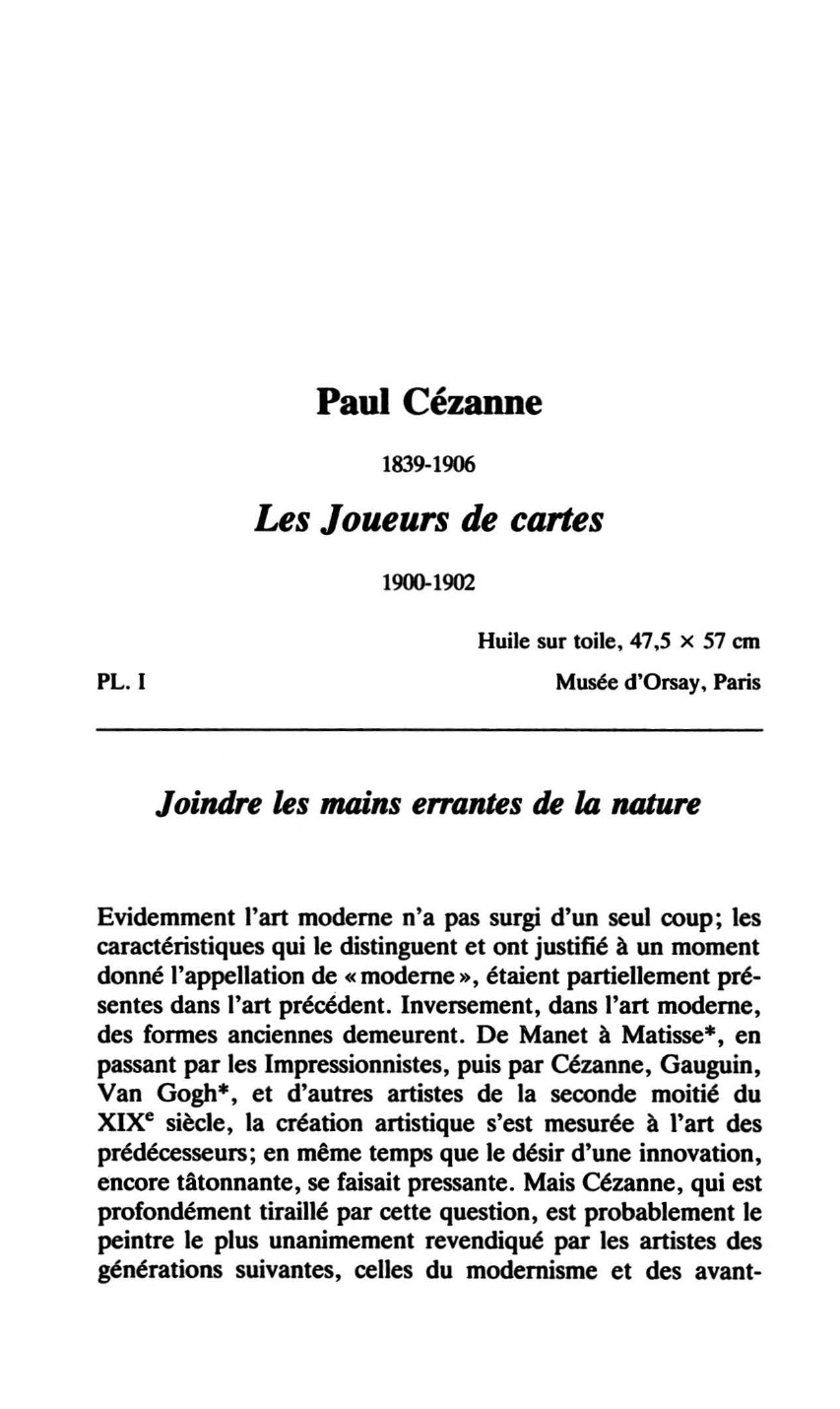 Prévisualisation du document LES JOUEURS DE CARTES de Paul Cézanne (analyse du tableau)