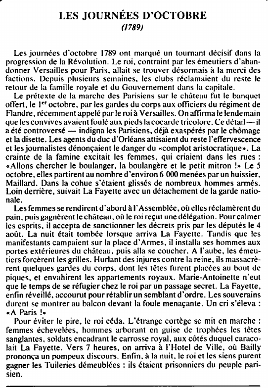 Prévisualisation du document LES JOURNÉES D'OCTOBRE(1789) - HISTOIRE.