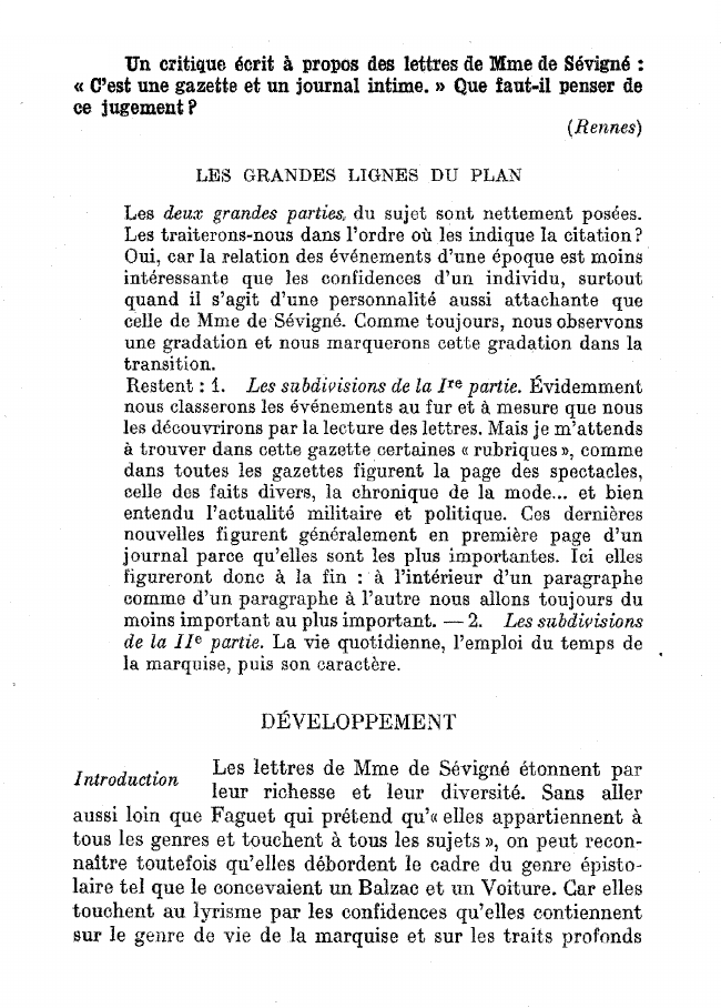 Prévisualisation du document Les lettres de Madame de Sévigné sont-elles une gazette ou un journal intime ?