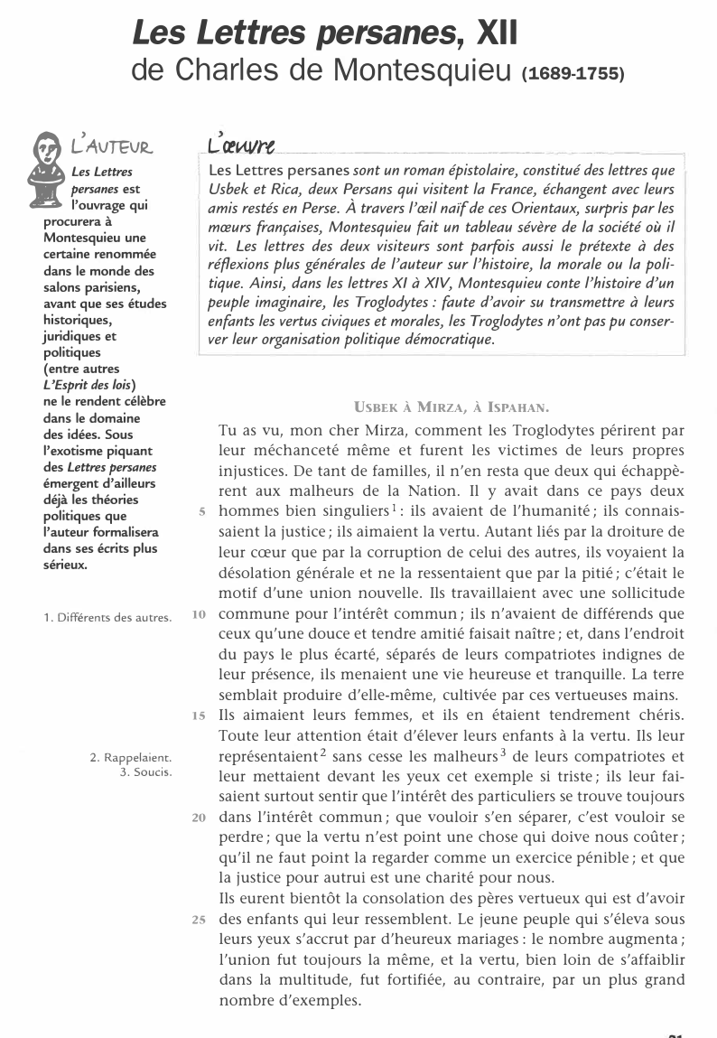Prévisualisation du document Les Lettres persanes, XII de Charles de Montesquieu - Analyse de texte